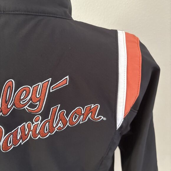 Harley Davidson Black Orange Full Zip Jacket Soft Shell Women’s Size Medium - Picture 15 of 16